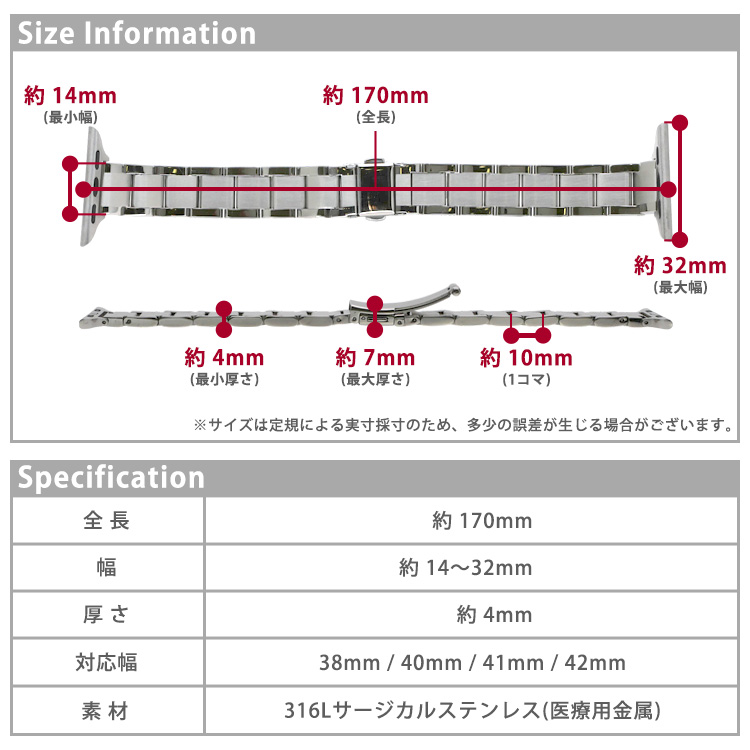 金属アレルギー対策 ステンレスバンド 詳細